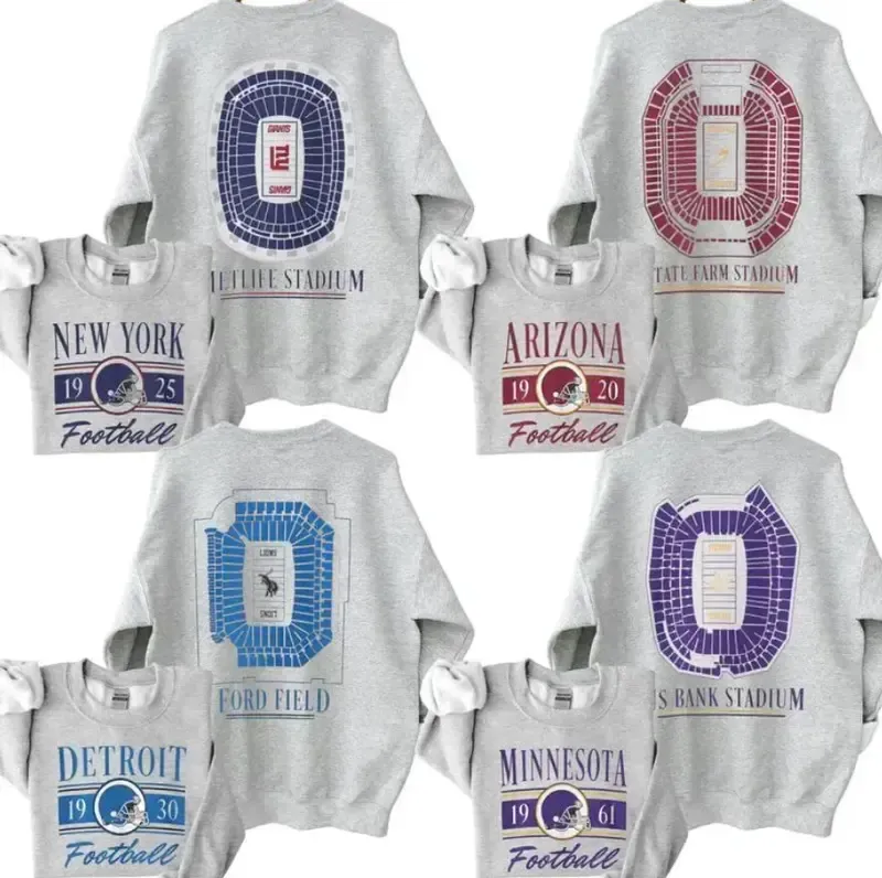 Vintage College Football 2 Sided Sweatshirt, Retro College Teams Stadium Football Shirt