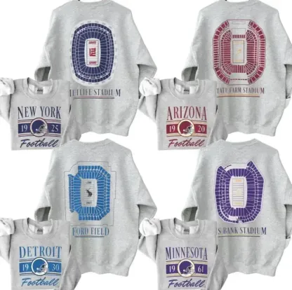 Vintage College Football 2 Sided Sweatshirt, Retro College Teams Stadium Football Shirt