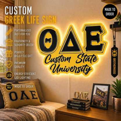 Illuminated Greek Letter Sign, Custom Sorority & Fraternity Decor for Dorms and Apartments