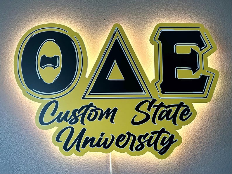 Illuminated Greek Letter Sign, Custom Sorority & Fraternity Decor for Dorms and Apartments