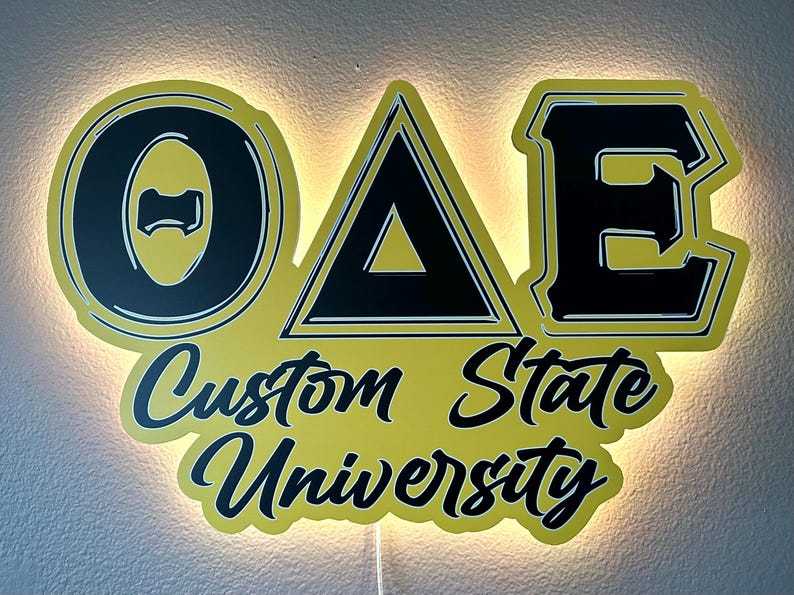 Illuminated Greek Letter Sign, Custom Sorority & Fraternity Decor for Dorms and Apartments