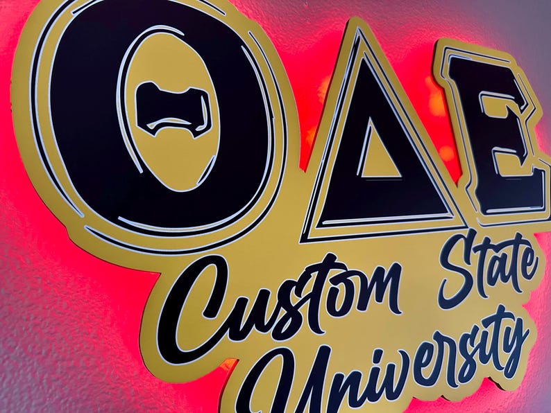Illuminated Greek Letter Sign, Custom Sorority & Fraternity Decor for Dorms and Apartments