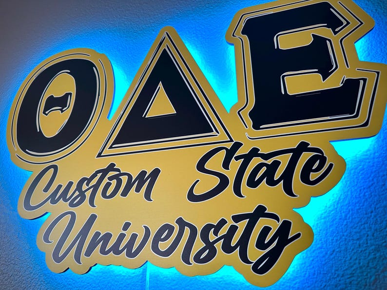 Illuminated Greek Letter Sign, Custom Sorority & Fraternity Decor for Dorms and Apartments