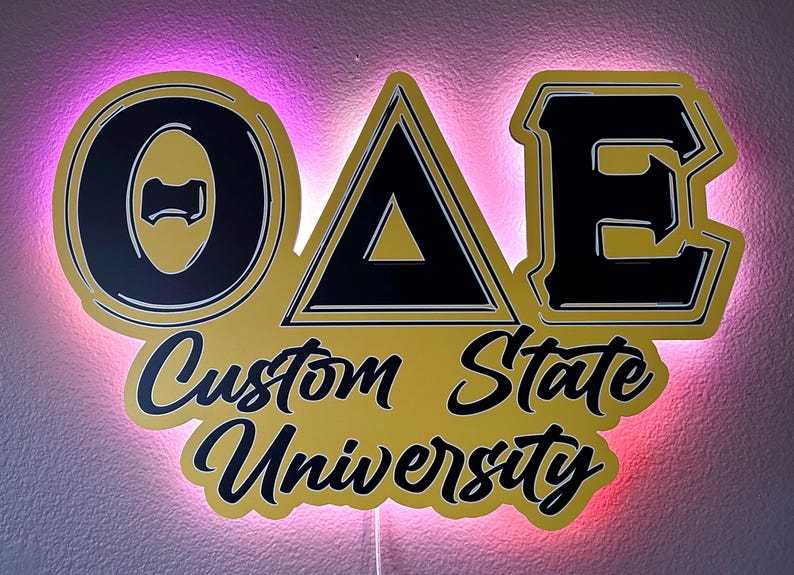 Illuminated Greek Letter Sign, Custom Sorority & Fraternity Decor for Dorms and Apartments