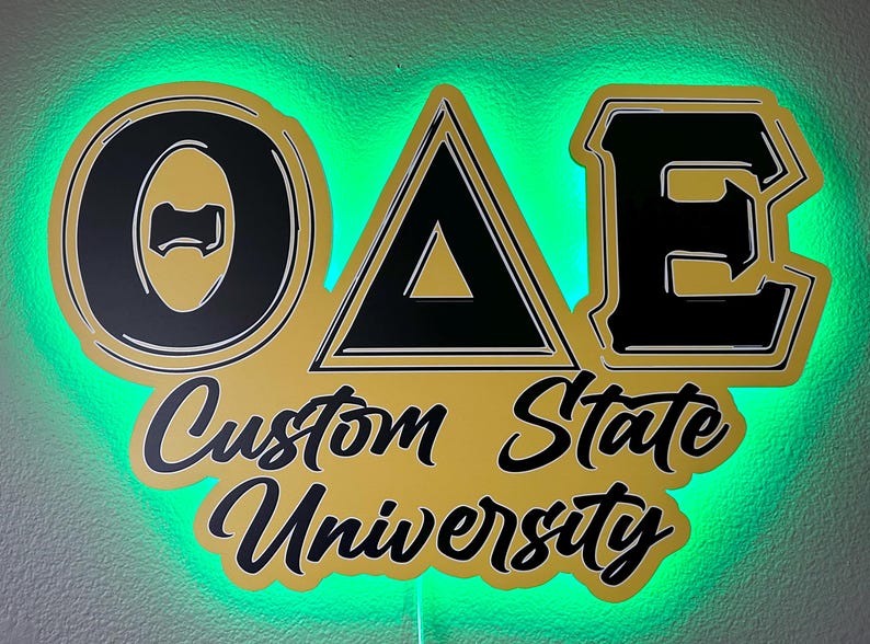 Illuminated Greek Letter Sign, Custom Sorority & Fraternity Decor for Dorms and Apartments