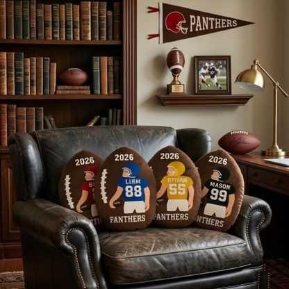 Personalized Football Pillow Custom Name Number Team Gift, Kids Sports Room Decor Cushion, Football Fan Gift for Boys