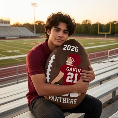 Personalized Football Pillow Custom Name Number Team Gift, Kids Sports Room Decor Cushion, Football Fan Gift for Boys