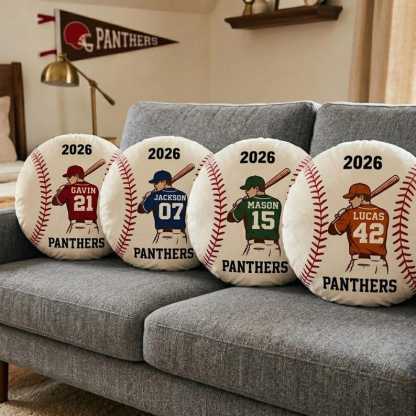 Personalized Baseball Pillow Custom Name Number Team Gift, Kids Sports Room Decor Cushion, Baseball Fan Gift