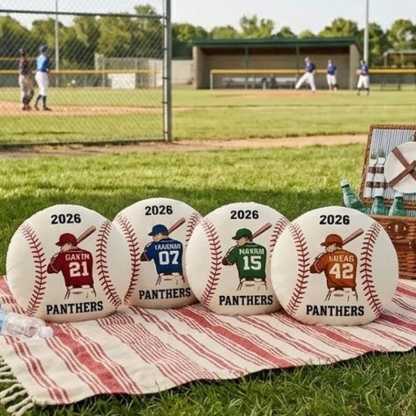 Personalized Baseball Pillow Custom Name Number Team Gift, Kids Sports Room Decor Cushion, Baseball Fan Gift