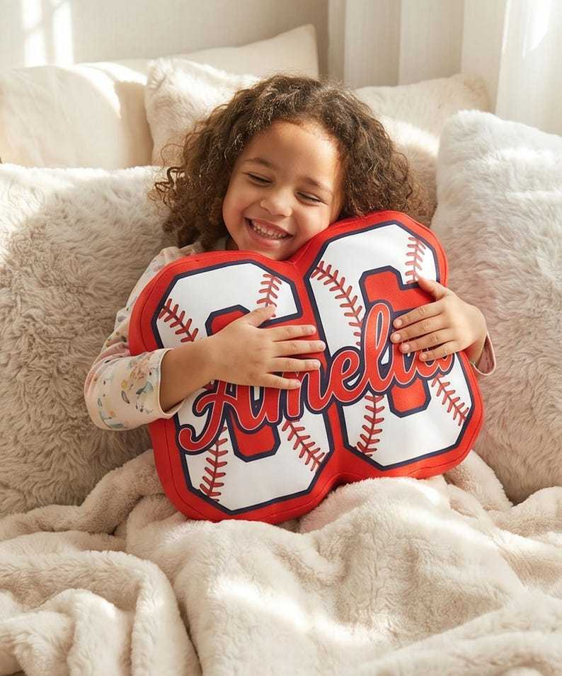 Custom Name Number Baseball Pillow, Custom Name Pillow, Personalized Name Pillow Gift, Softball Baseball Name Pillow