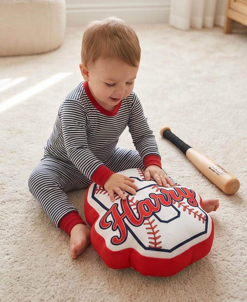 Custom Name Number Baseball Pillow, Custom Name Pillow, Personalized Name Pillow Gift, Softball Baseball Name Pillow