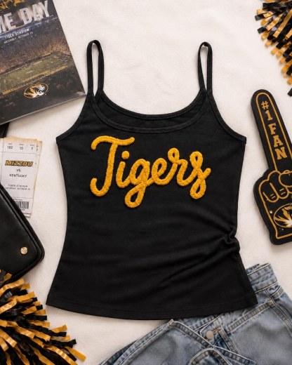 Custom Chenille Embroidered Tank Top, Mascot Inspired Game Day Shirt