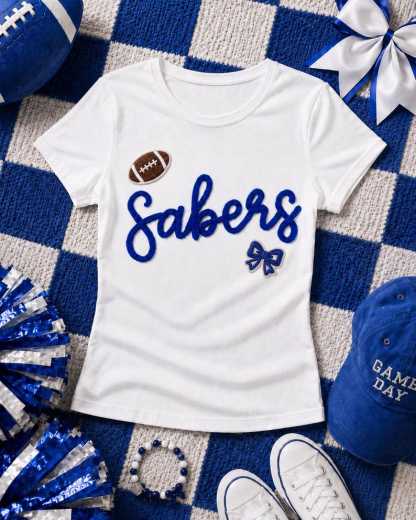 Custom Embroidered Baby Tee, Chenille Football Shirt, Summer Game Day Top, Custom Text Tee, Football Fan Gift