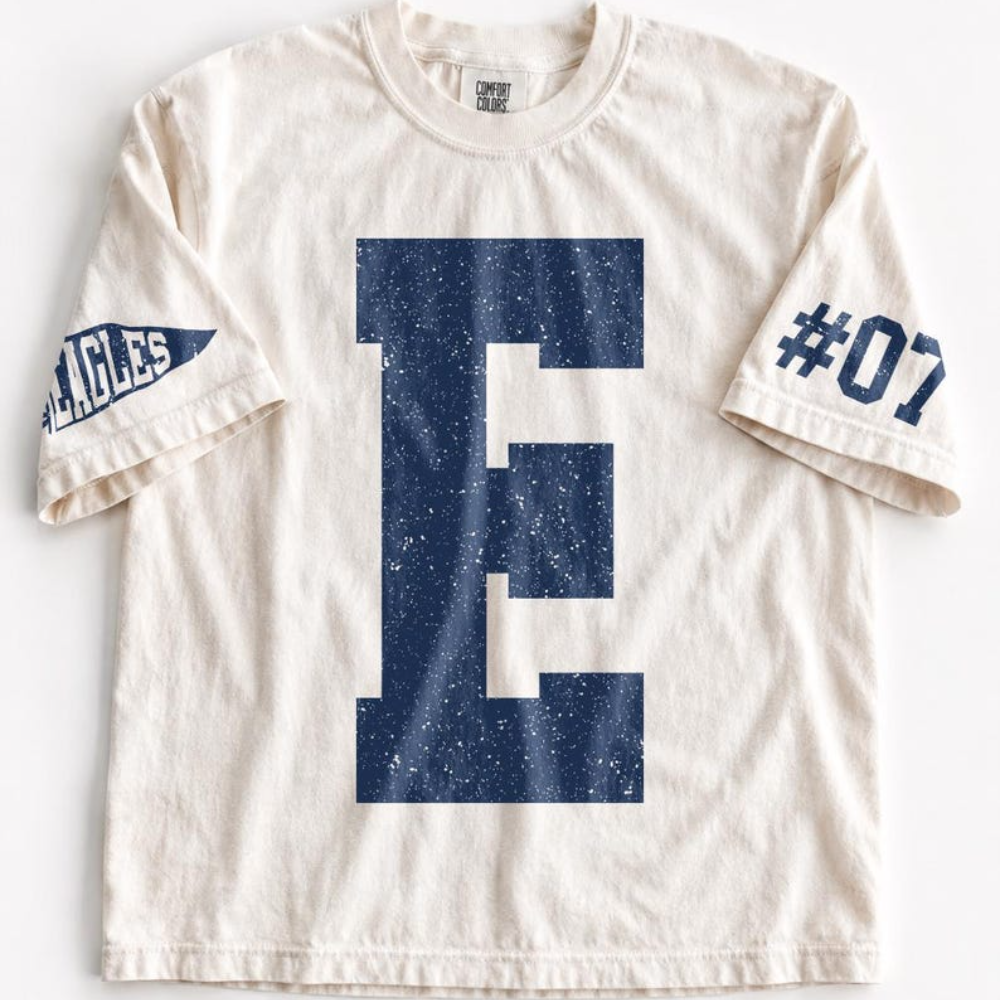 Custom Game Day Shirt, Team Spirit Tee, Mascot Initial & Number Shirt, Football Mom Shirt