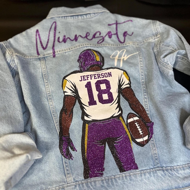 Custom Football Jean Jacket, Game Day Football Fan Gift
