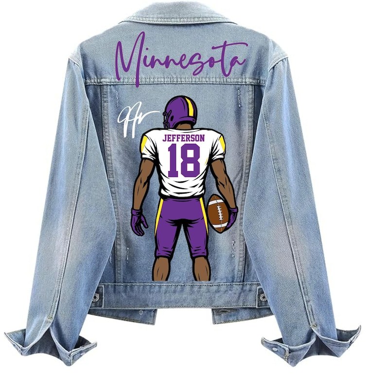 Custom Football Jean Jacket, Game Day Football Fan Gift