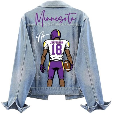 Custom Football Jean Jacket, Game Day Football Fan Gift