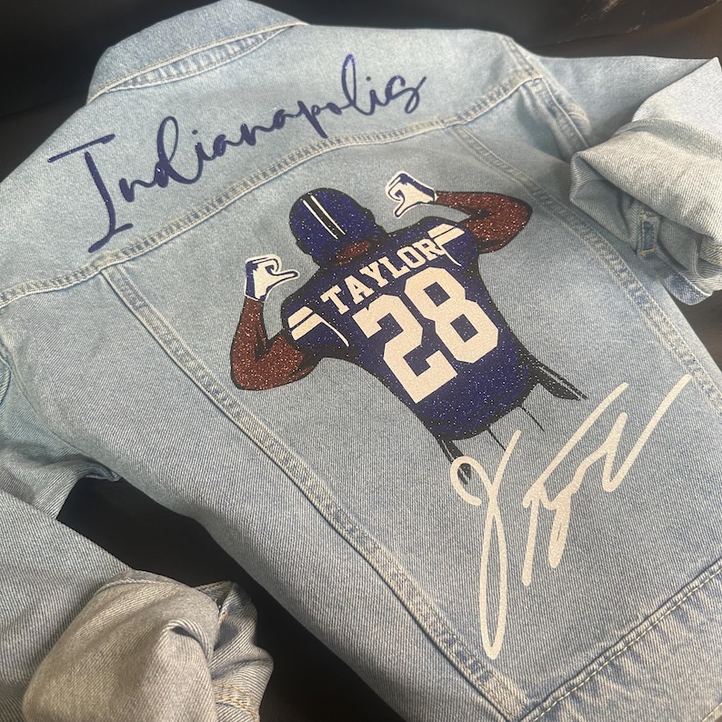 Custom Football Jean Jacket, Game Day Football Fan Gift