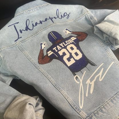 Custom Football Jean Jacket, Game Day Football Fan Gift