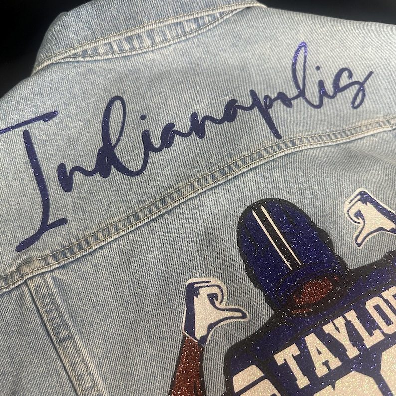 Custom Football Jean Jacket, Game Day Football Fan Gift