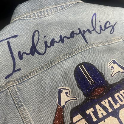 Custom Football Jean Jacket, Game Day Football Fan Gift
