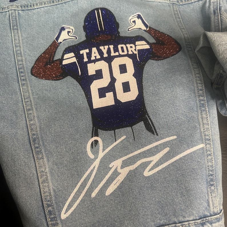 Custom Football Jean Jacket, Game Day Football Fan Gift