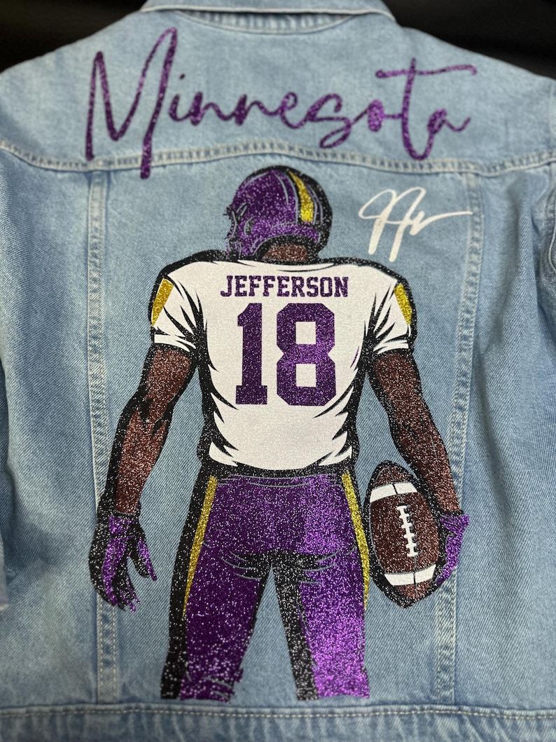Custom Football Jean Jacket, Game Day Football Fan Gift