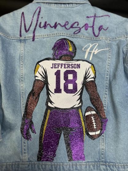 Custom Football Jean Jacket, Game Day Football Fan Gift