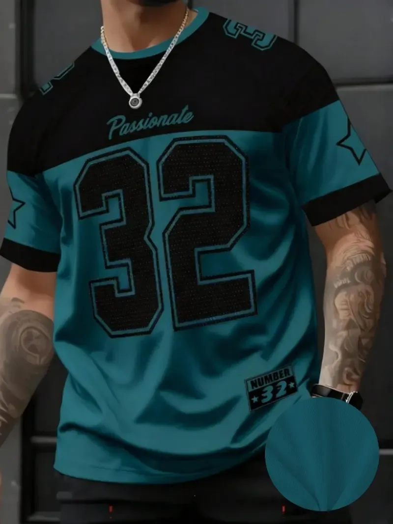 Star & Number Print Stylish Football Jersey