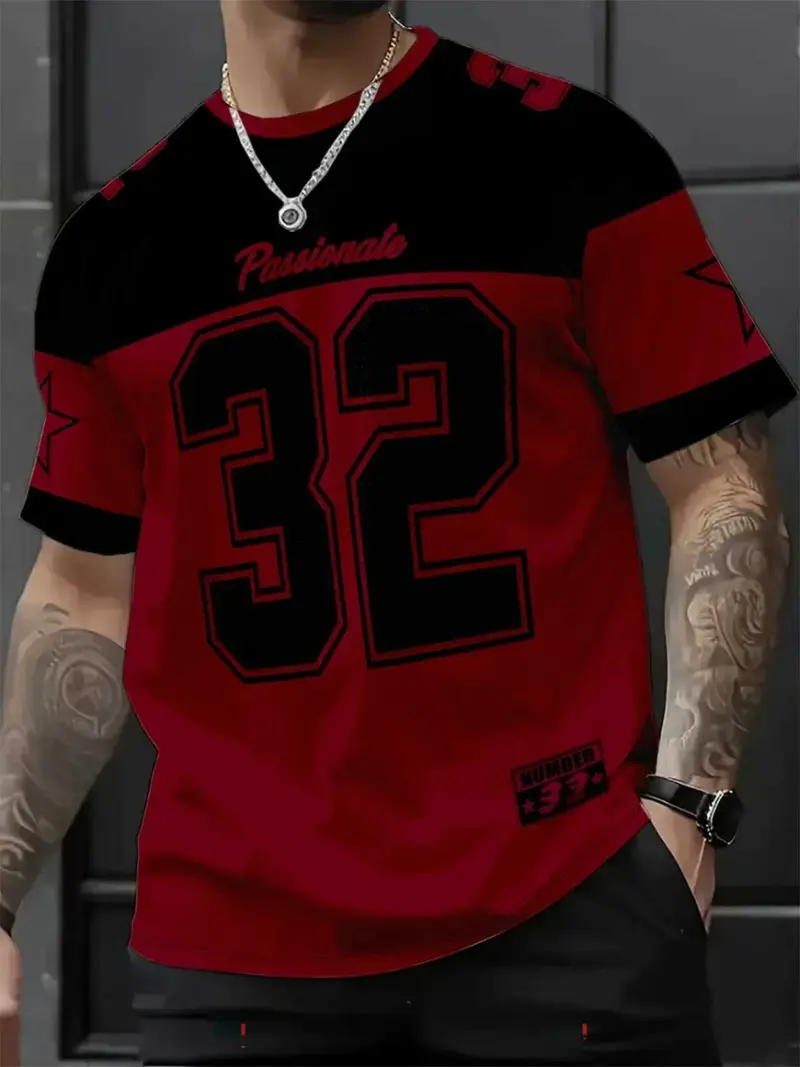 Star & Number Print Stylish Football Jersey