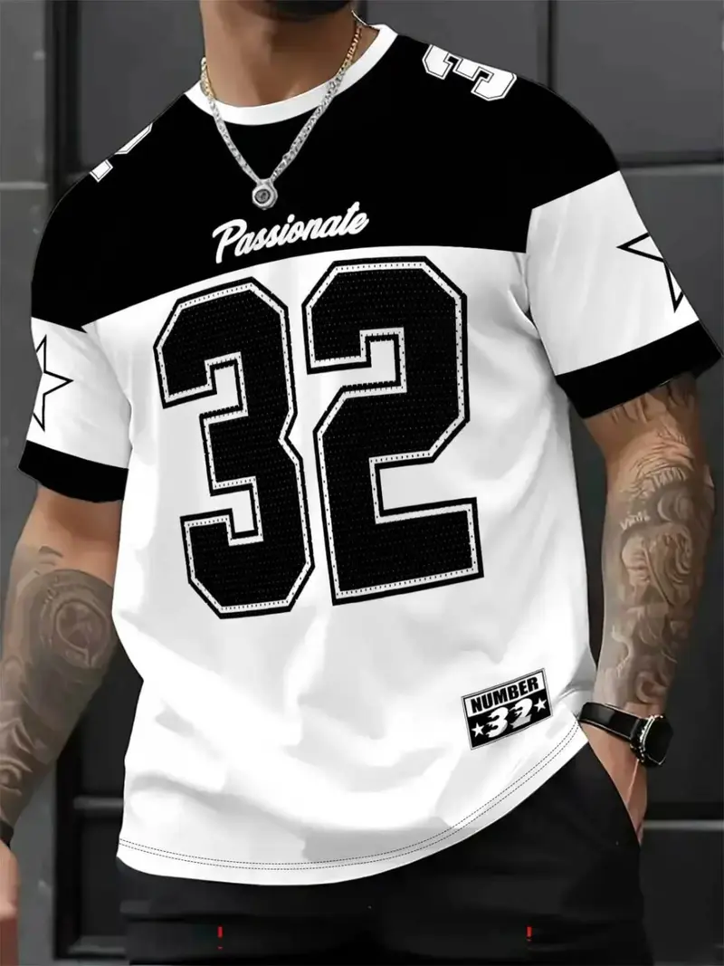Star & Number Print Stylish Football Jersey