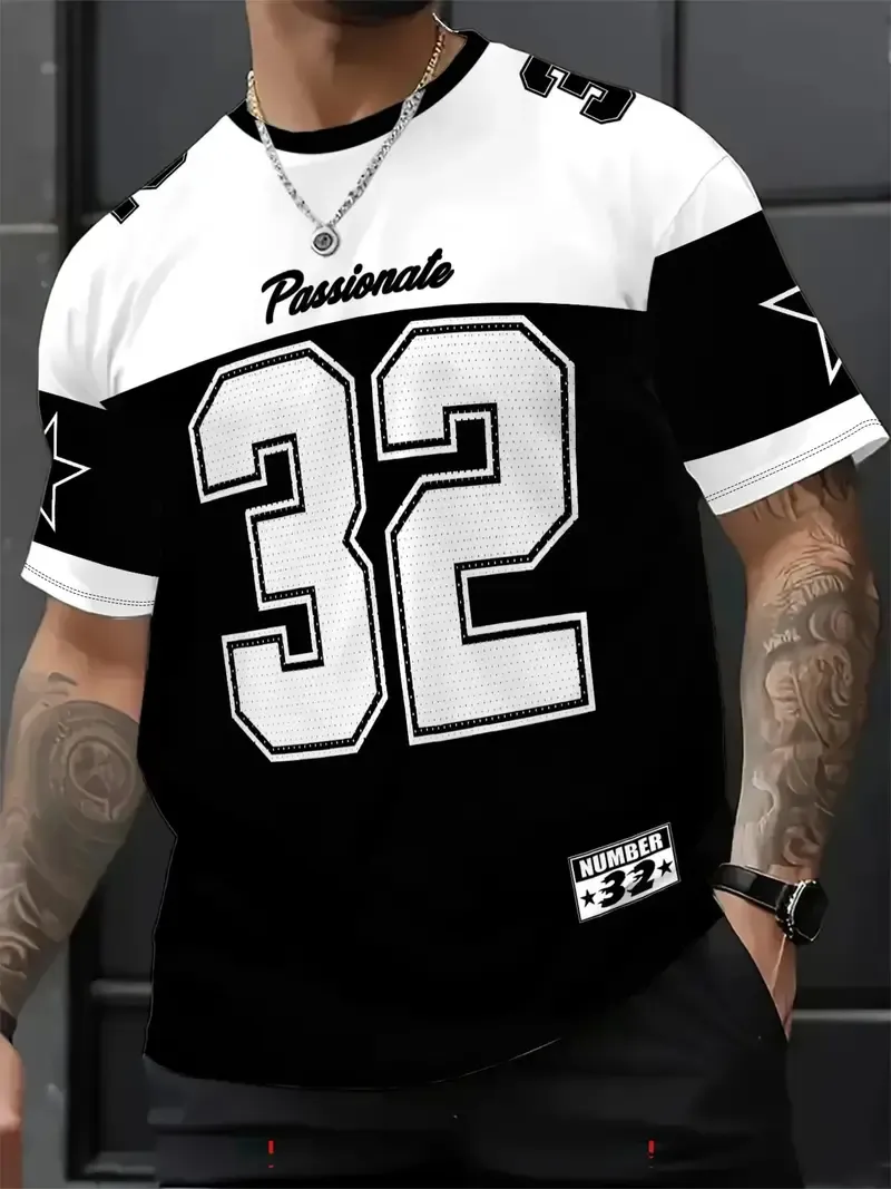 Star & Number Print Stylish Football Jersey