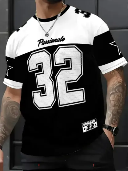 Star & Number Print Stylish Football Jersey