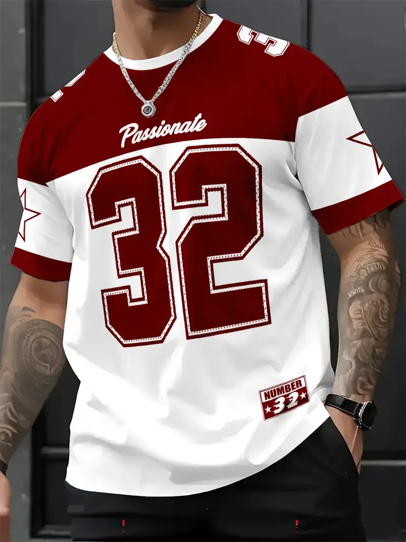 Star & Number Print Stylish Football Jersey
