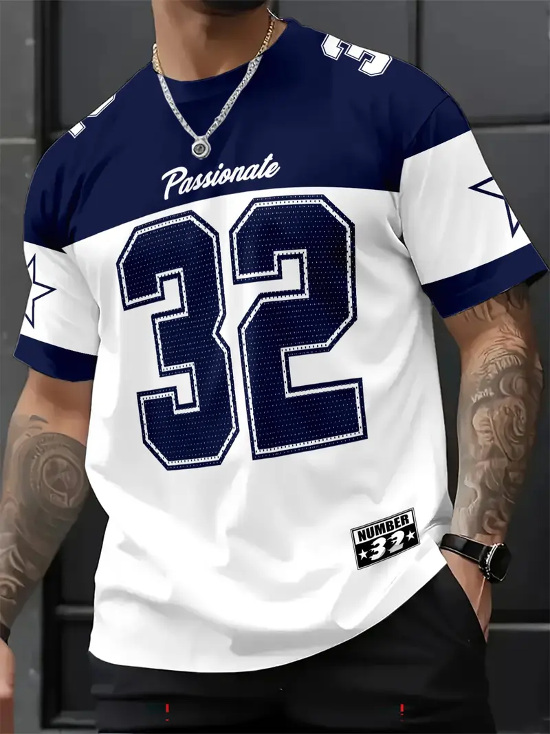 Star & Number Print Stylish Football Jersey