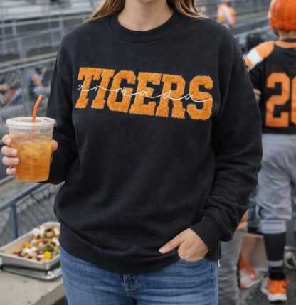 Fuzzy Sports Team Name Spirit Wear School Custom Embroidered Adult Sweatshirt Gift