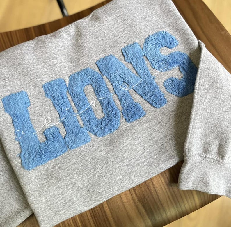 Fuzzy Sports Team Name Spirit Wear School Custom Embroidered Adult Sweatshirt Gift