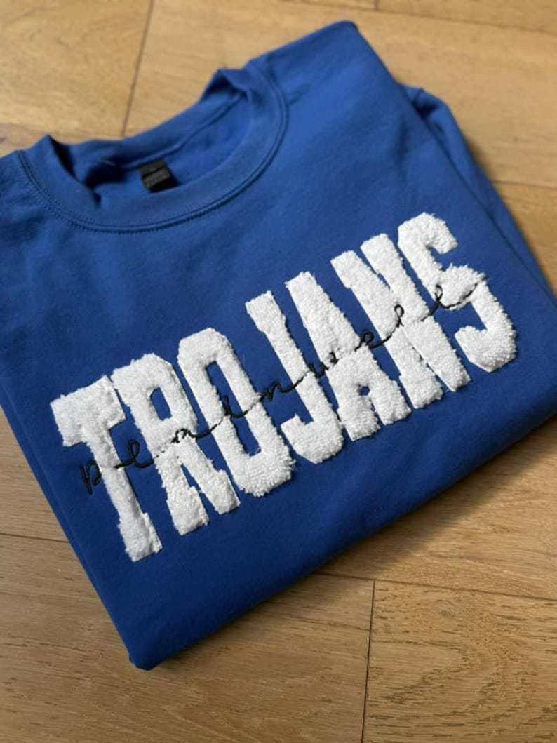 Fuzzy Sports Team Name Spirit Wear School Custom Embroidered Adult Sweatshirt Gift