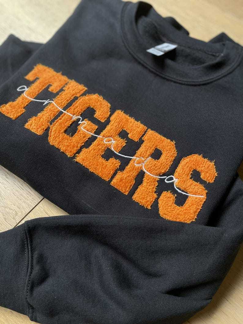 Fuzzy Sports Team Name Spirit Wear School Custom Embroidered Adult Sweatshirt Gift