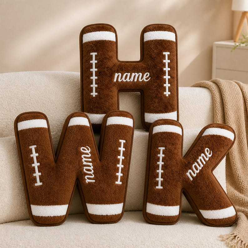 Personalized Football Letter PillowCustom Initial Name Pillow,Sports Room Decor,Football Fan Gift for Boys,Kids Bedroom Pillow,Birthday Gift