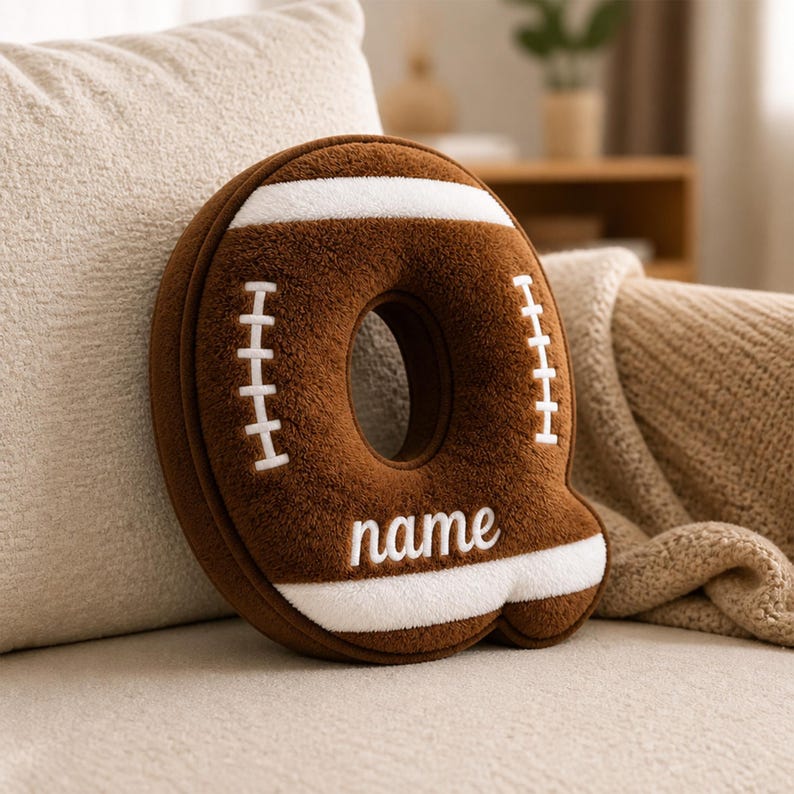 Personalized Football Letter PillowCustom Initial Name Pillow,Sports Room Decor,Football Fan Gift for Boys,Kids Bedroom Pillow,Birthday Gift