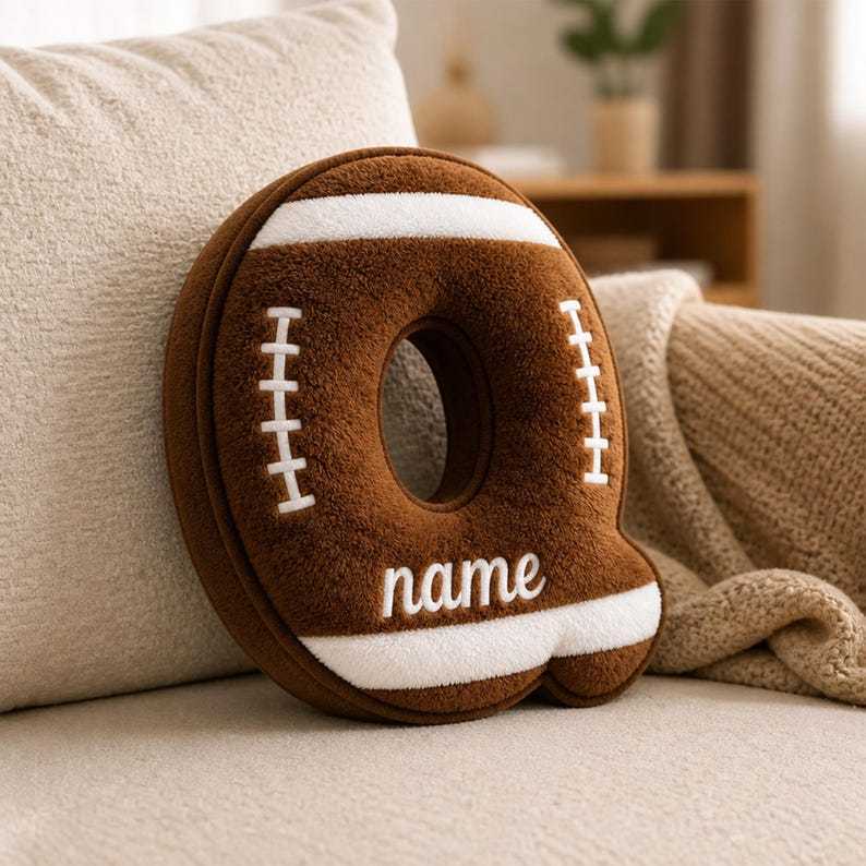 Personalized Football Letter PillowCustom Initial Name Pillow,Sports Room Decor,Football Fan Gift for Boys,Kids Bedroom Pillow,Birthday Gift