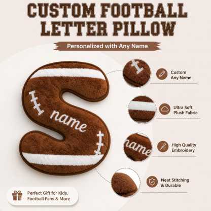 Personalized Football Letter PillowCustom Initial Name Pillow,Sports Room Decor,Football Fan Gift for Boys,Kids Bedroom Pillow,Birthday Gift