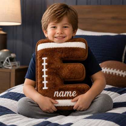 Personalized Football Letter PillowCustom Initial Name Pillow,Sports Room Decor,Football Fan Gift for Boys,Kids Bedroom Pillow,Birthday Gift