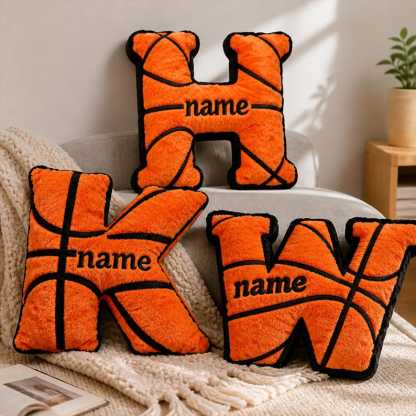 Personalized Basketball Letter Pillow, Custom Name Pillow, Alphabet Sports Cushion, Kids Basketball Room Decor