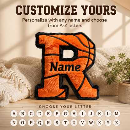 Personalized Basketball Letter Pillow, Custom Name Pillow, Alphabet Sports Cushion, Kids Basketball Room Decor