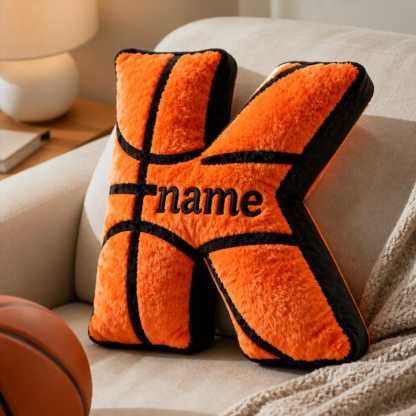 Personalized Basketball Letter Pillow, Custom Name Pillow, Alphabet Sports Cushion, Kids Basketball Room Decor