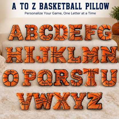 Personalized Basketball Letter Pillow, Custom Name Pillow, Alphabet Sports Cushion, Kids Basketball Room Decor