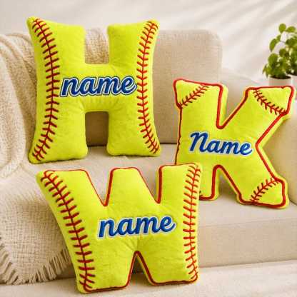 Personalized Softball Letter Pillow, Custom Initial Pillow, Softball Gift for Girls, Sports Room Decor