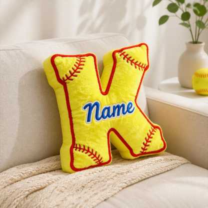 Personalized Softball Letter Pillow, Custom Initial Pillow, Softball Gift for Girls, Sports Room Decor